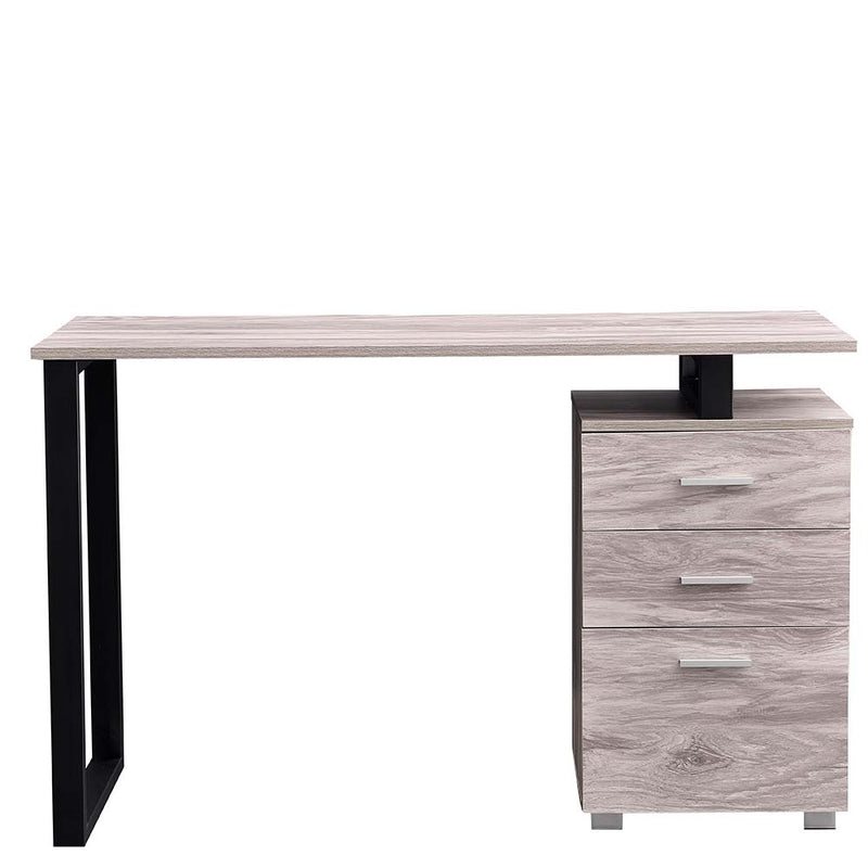 Scrivania con Cassettiera Tavolo Porta Pc Computer Acciaio Legno Ufficio Grigio