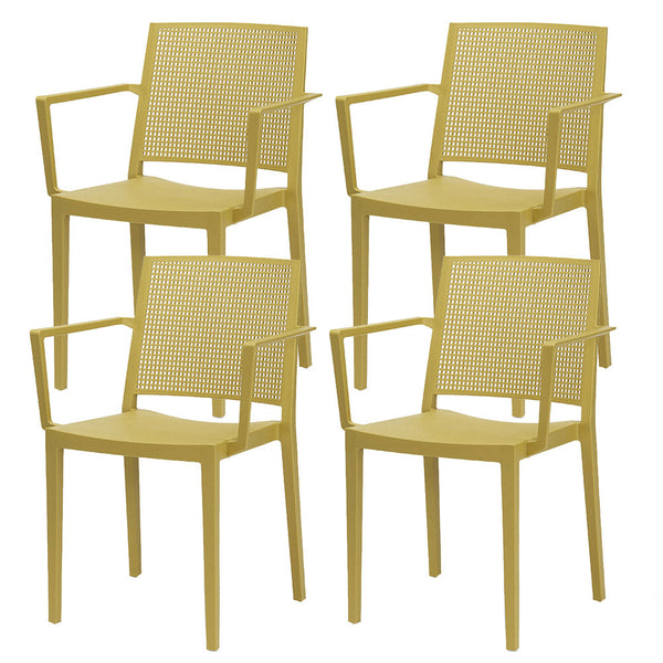 sconto Set 4 Sedie Impilabili 81x57x56 cm con Braccioli in Polipropilene e Fibra di Vetro Porto Senape