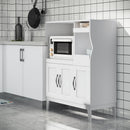 Credenza Salvaspazio con 2 Armadietti e 2 Ripiani Estraibili 84x39x109 cm in Legno Bianco  