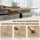 Tavolo da Pranzo Industriale per 6-8 Persone 180x80x75 cm con Ribalta Rotonda in Legno e Acciaio      