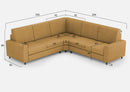 Divano Angolare 5 Posti 226x226x85 cm Sakar in Tessuto Ocra