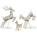 Set 3 Renne di Natale Luminose da Esterno Alte 120 cm con 200 LED Bianco Caldo 8 Modalità e Timer in Metallo e Rattan PP Marrone      