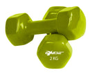 Coppia Manubri da 2 Kg in Ghisa Antiurto con Rivestimento in Plastica Verde Chiaro