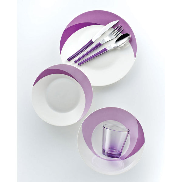 acquista Set 7 pezzi Piatti + Posate + Bicchiere Eme Natura Flower Viola