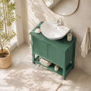 Mobile Sottolavabo per Lavabo a Colonna 65x32x62 cm con Anta e Ripiano in MDF Verde      