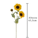 Set 6 Girasoli Artificiali con 3 Fiori Altezza 63,5 cm Giallo