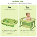 Vaschetta Bagnetto per Bambini 75,3x55,4x43 cm Antiscivolo Pieghevole Verde