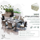 Set Tavolo e 6 Sedie da giardino in Legno e Rattan Sintetico con Cuscini Marrone 