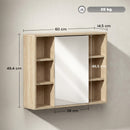 Armadietto con Specchio 60x14,5x49,4 cm con 3 Ripiani Laterali e Ripiano Regolabile Interno in MDF e Truciolato      