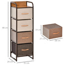 Cassettiera 4 Cassetti Pieghevoli 31x29x99 cm in Tessuto e Struttura in Legno e Metallo Multicolore      