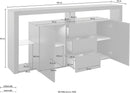 Credenza con 2 Ante 3 Cassetti e Ripiani in Vetro a Giorno 180x40x80 cm Essential 2A 3C Grigio Antracite Opaco  