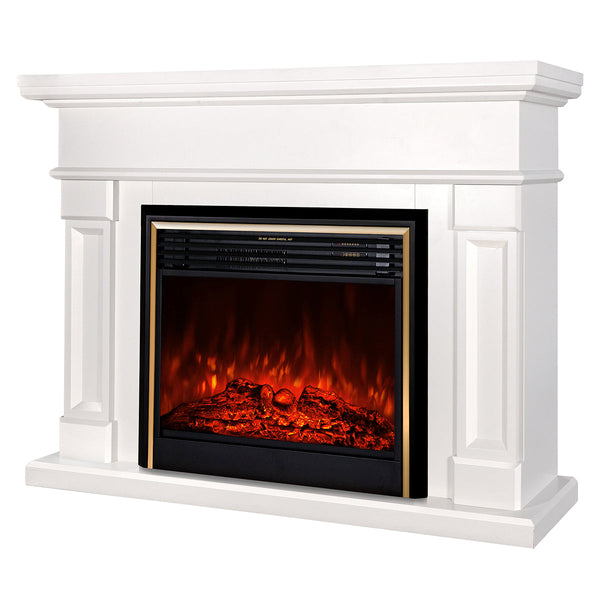 acquista Camino Elettrico da Pavimento 102x136x33 cm Effetto Fiamma 1950W Riga & Richi Panna