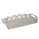 Vassoio Rettangolare 41x20xh6,5 cm in Metallo Design Farfalla Crema