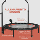 Mini Trampolino Fitness Ø102 cm Regolabile in Altezza Pieghevole con Manubrio Nero   