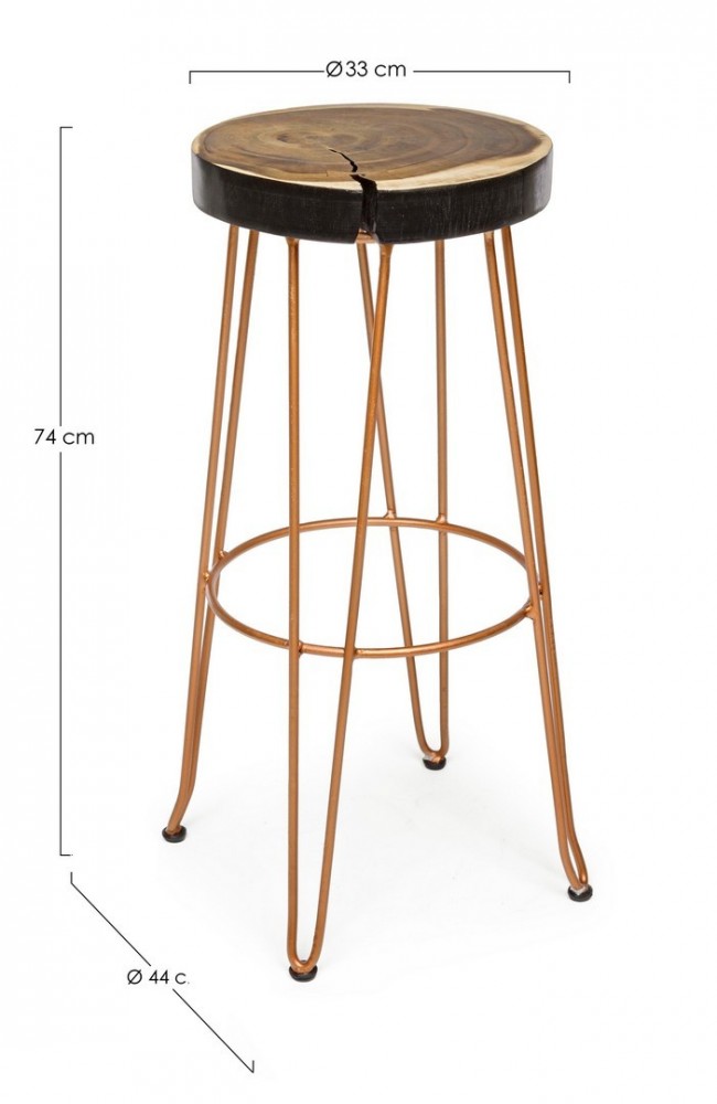 Sgabello Bar Rakel Rame in Legno