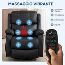 Poltrona Relax Reclinabile 87x97X100 cm con 8 Punti Massaggianti Riscaldanti e Poggiapiedi Nero