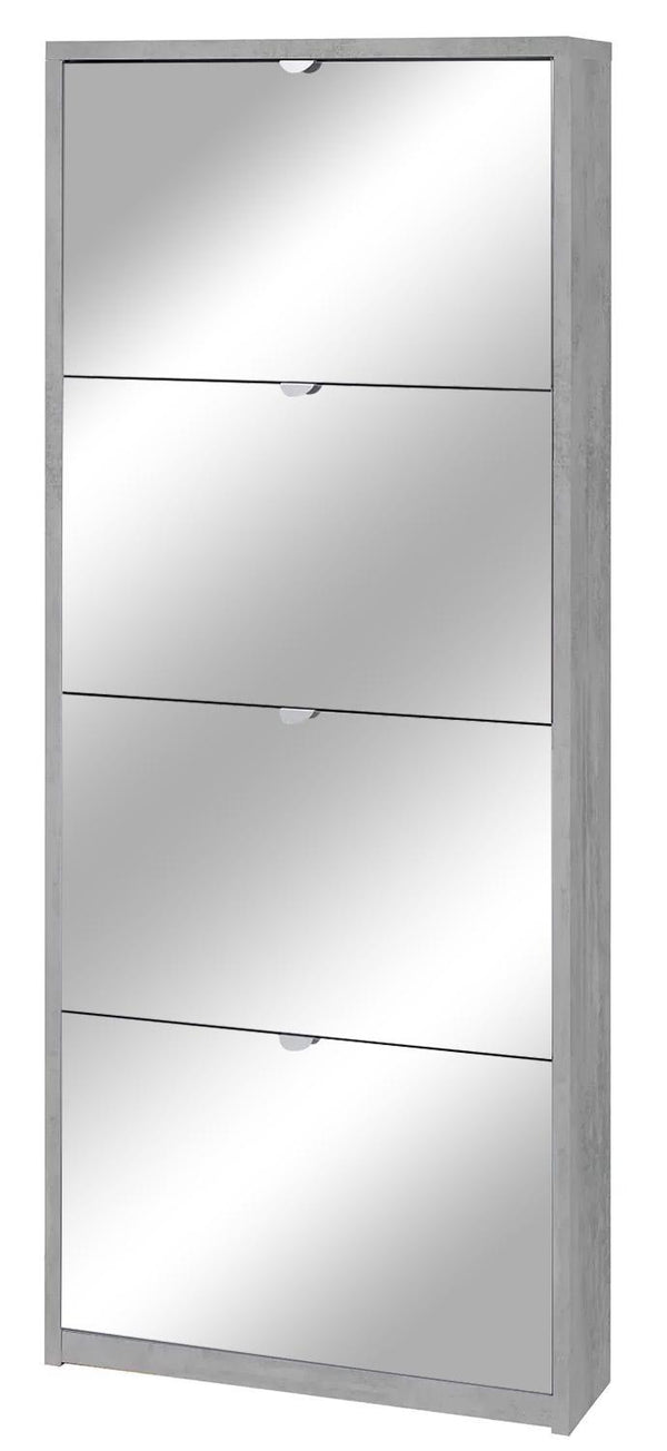 Scarpiera 4 Ante con Specchio 63x154x18 cm Cemento online