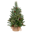Mini Albero di Natale Artificiale Abete H60 cm con Sacco e Glitter e 60 Tips Verde