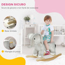 Cavallo a Dondolo per Bambini in Legno e Peluche Elefante Grigio  