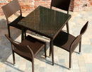 Tavolo da Giardino in Polyrattan con Vetro 90x90H77cm Adila Noce