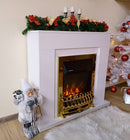 Camino Elettrico da Pavimento 85x95x30 cm Effetto Fiamma 2000W Arthur & Galileo Gold Bianco