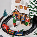 Villaggio Natalizio Luminoso  con Trenino Girevole Musicisti e Luci LED Multicolore