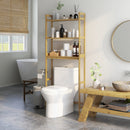 Mobile Sopra WC Salvaspazio a 3 Ripiani Aperti a Doghe 68x20x165 cm in Bambù 