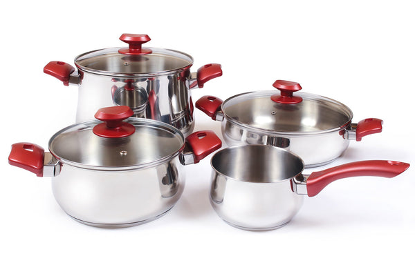 prezzo Batteria di Pentole 7 Pezzi in Acciaio 18/10 Antiaderente Induzione Collection Acciaio/Rosso