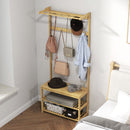 Mobile Appendiabiti da Terra con Ganci Aste e Scarpiera in Bambù 70x31x170 cm Marrone 