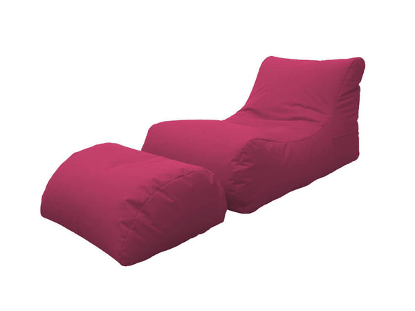 sconto Poltrona Pouf Chaise Longue con Poggiapiedi in Poliestere Fucsia Avalli