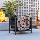 Portalegna da Esterno e Interno 49x34x44 cm in Acciaio con Borsa di Trasporto in Tessuto Oxford 600D Nero      