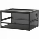Rettilario Rialzato e Pieghevole 60x45x32 cm con Coperchio e Pareti in Vetro Temperato e Plastica Nero      