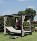 Letto a Baldacchino da Esterno 188x208x205h cm con Tende Laterali Struttura in Alluminio Dream Antracite  