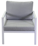 Set Salotto da Giardino Divano 2 Poltrone e Tavolino in Alluminio New Irvine Bianco