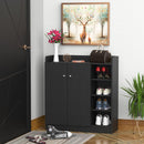 Scarpiera Mobiletto in Legno 4 Ripiani Nero 83x30x90 cm 