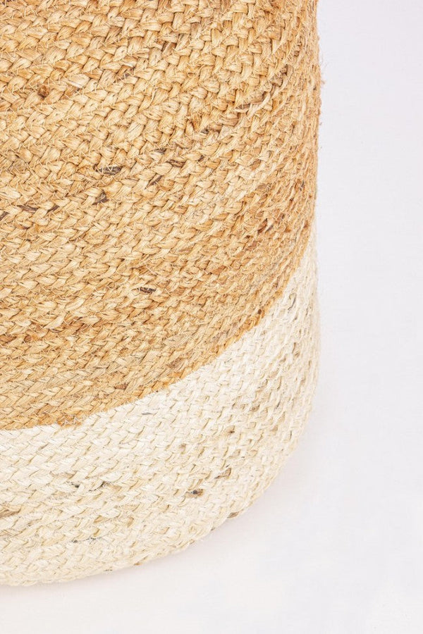 Pouf Ø 45 cm Jalaja in Fibre Naturali Bianco prezzo