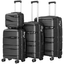 Set 4 Valigie Trolley da Viaggio con Beauty Rivestimento Rigido e Maniglia Telescopica in Polipropilene Nero      