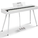 Tastiera Musicale Pianoforte Elettrico 88 Tasti Standard con 880 Timbri 600 Ritmi e Pedaliera Bianco      