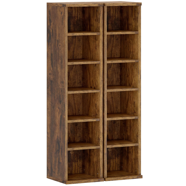 Set 2 Librerie 21x22,5x88,5 cm Mobili Porta CD con Ripiani Regolabili per 204 CD in Legno Marrone Rustico sconto