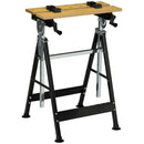 Banco da Lavoro Pieghevole 65x57x85-114 cm con 4 Morse Altezza e Angolazione Regolabili Portata 100 kg Nero e Color Legno      