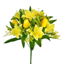 Set 4 Bouquet Artificiali di Tulipani Artificiali e Gigli Altezza 37 cm Giallo