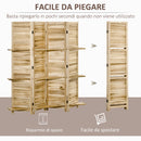 Paravento Divisorio per Interni Pieghevole 162x170 cm a 4 Ante con Ripiani in Legno di Paulonia Legno      