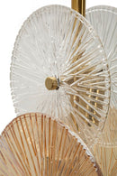 Lampada da Terra Osaka 30x30x164 cm in Ferro e Vetro Oro e Marrone e Trasparente      