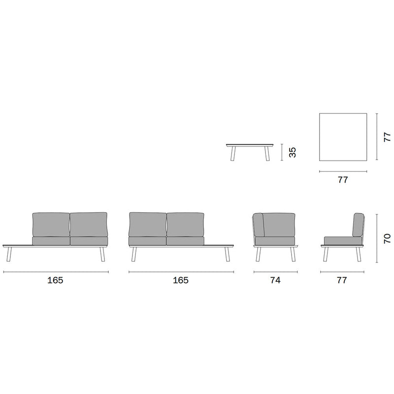 Set da Giardino in Alluminio Vorghini Rapallo Grigio