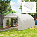 Telo per Serra 4x3x2 m con 8 Finestre Porta Avvolgibile e Bordi Interrati in PE Bianco