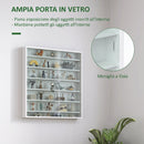Bacheca Portaoggetti 80x9,5x83 cm a 5 Ripiani Regolabili con Ante in Vetro in Pannello Truciolare Bianco      