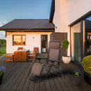 Set 2 Sedie Sdraio Zero Gravity Reclinabili Pieghevoli in Ferro e Textilene Tortora