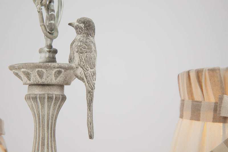 Lampadario Elegant in Metallo Bird Bianco Antique