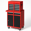 Cassetta Carrello Portautensili Mobiletto a 5 Cassetti 2in1 in Acciaio SPCC Laminato Rosso      