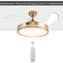 Ventilatore Lampadario da Soffitto 4 Pale Richiudibili Telecomando Luce Ø49 cm in Acciaio ABS e PMMA Bronzo